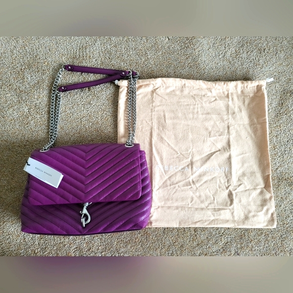 Nwt rebecca minkoff viola edie flap leather convertible chevron bag - Picture 2 of 12